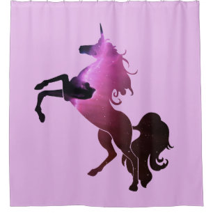 Cortina Para Box Nebulosa do Espaço Whimsísico Silhueta Unicorn e R