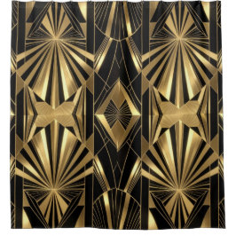 Cortina Para Box Neo Art Deco Black Gold Geometric Gatsby 