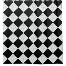 Neo Deco Preto e Xadrez de Mármore Branco Falso