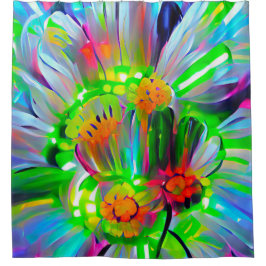 Cortina Para Box Neon Abstrato Daisies com cores vívidas