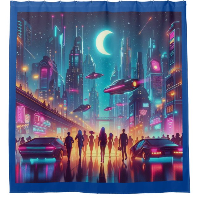 Cortina Para Box Neon Cityscape (Frente)