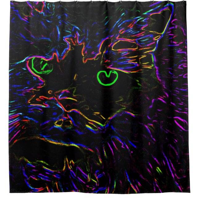 Cortina Para Box Neon Glow Cat (Frente)