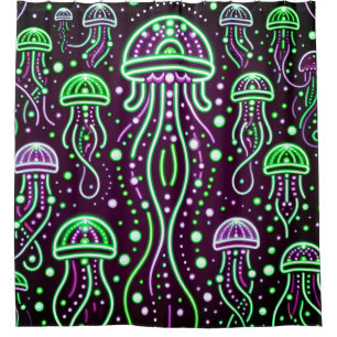 Cortina Para Box Neon Jellyfish Glow Art