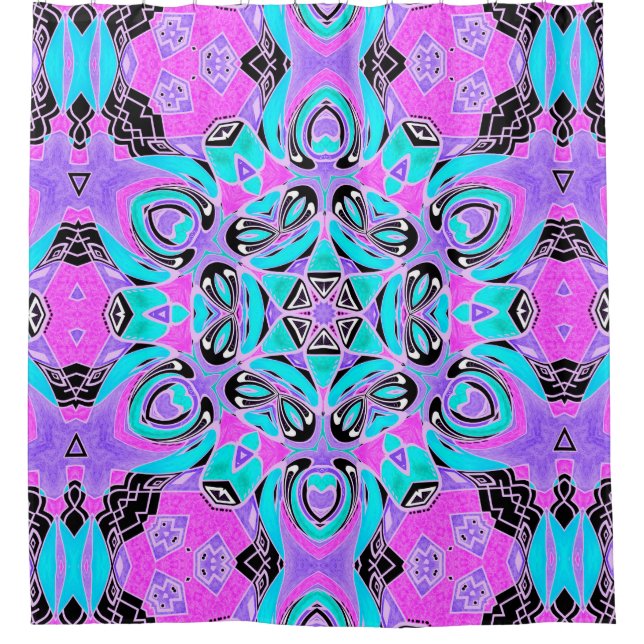 Cortina Para Box Neon kaleidoscope, mandala (Frente)