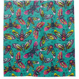 Cortina Para Box Neon Moth Pattern