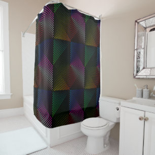 Cortina Para Box Neon Rainbow Prism Squares Em Preto