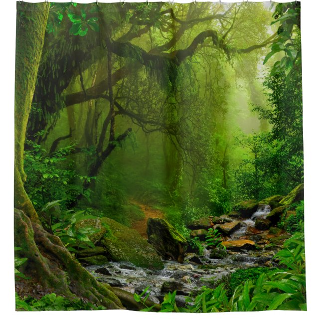 Cortina Para Box Nepal jungle with riverjungle,forest,ground,river, (Frente)