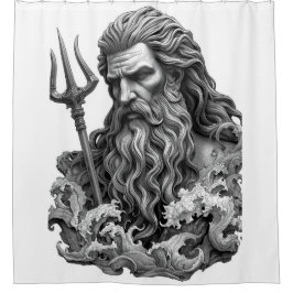 Cortina Para Box Neptune God - Black Marble Art