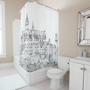 Cortina Para Box Neuschwanstein Castle Alemanha Fine Line Art