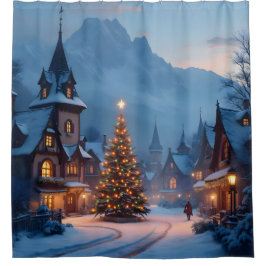 Cortina Para Box Noite de Neve na Praça - 