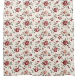 Cortina Para Box Noiva Floral Vermelho Creme Chic