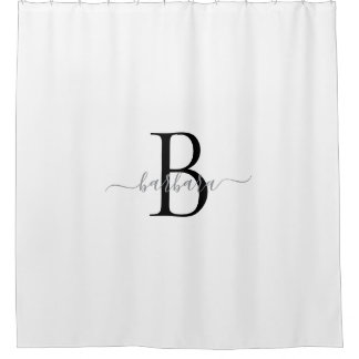 Cortina Para Box Nome com Letra de Monograma Branco Elegante
