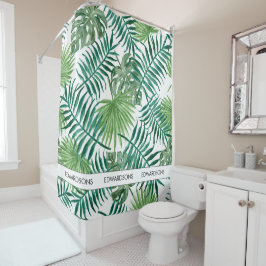 Cortina Para Box Nome da família das folhas tropicais de cor aquosa