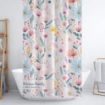 Nome da família floral de aquarela personalizado r