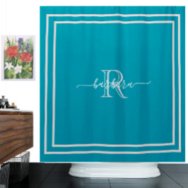Cortina Para Box Nome da Lavanda do Teal Elegante com Monograma Úni