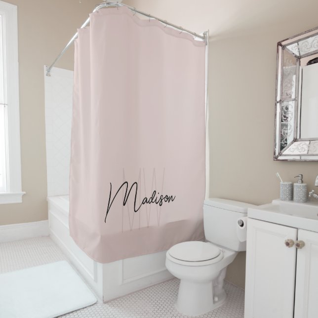 Cortina Para Box Nome do Monograma Moderno - Script Rosa Esmaecido (In Situ)