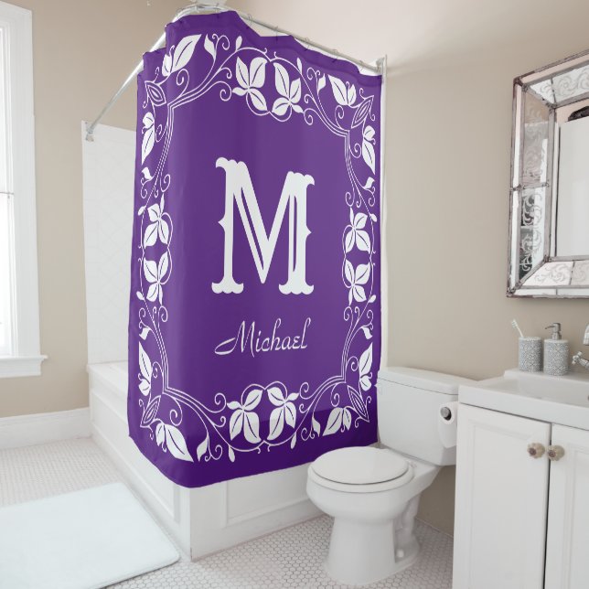 Cortina Para Box Nome do Monograma Personalizado Floral Clássico da (In Situ)