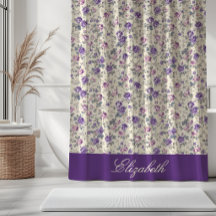 Nome em letra cursiva floral roxo vintage