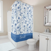 Nome Floral de Flores Silvestres de Aquarela Azul 