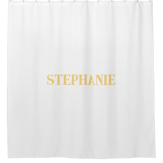 Cortina Para Box Nome Monograma Dourado Elegante Branco Personaliza (Frente)