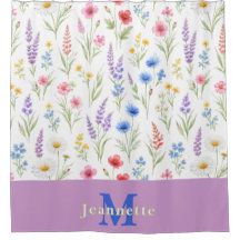Nome Monograma Floral Aquarela de Flor Silvestre C