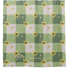 Cortina Para Box Nome monograma, gingham de gingham de gingham de g