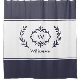 Cortina Para Box Nome Personalizado com Monograma Inicial Azul Bran