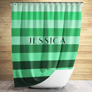 Cortina Para Box Nome Personalizado de Padrão em Faixa Verde
