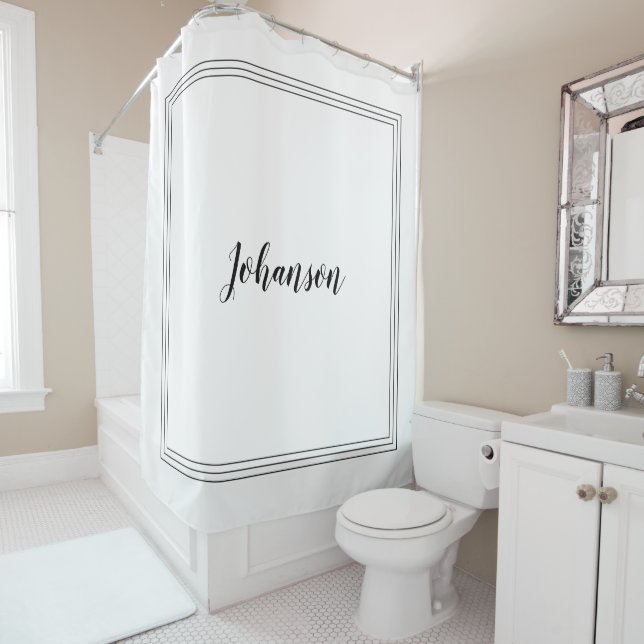 Cortina Para Box Nome personalizado preto e branco elegante (In Situ)