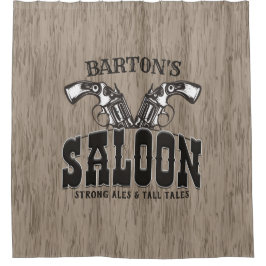 Cortina Para Box Nome personalizado Wild West Gun Revolver Saloon
