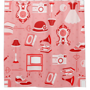 Cortina Para Box nostalgia antiquada, rosa-vermelha, de flaper