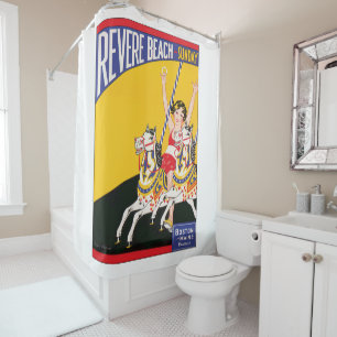 Cortina Para Box Nostálgico do Poster do Vintage Revere Beach Caro
