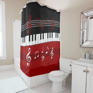Cortina Para Box Notas e Chaves de Piano Pretas Na moda