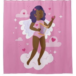 Cortina Para Box nuvens de corações do anjo africano-negro