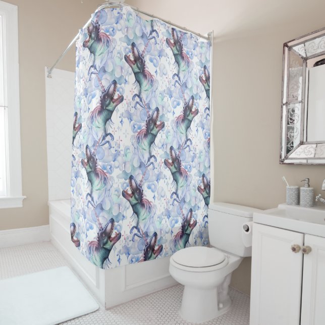 Cortina Para Box Nuvens do Dinocorn | Dinossauro Místico Unicórnio  (In Situ)