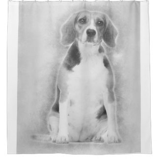 Cortina Para Box O Beagle É Desenhado Em Lápis Com Fundo Prateado