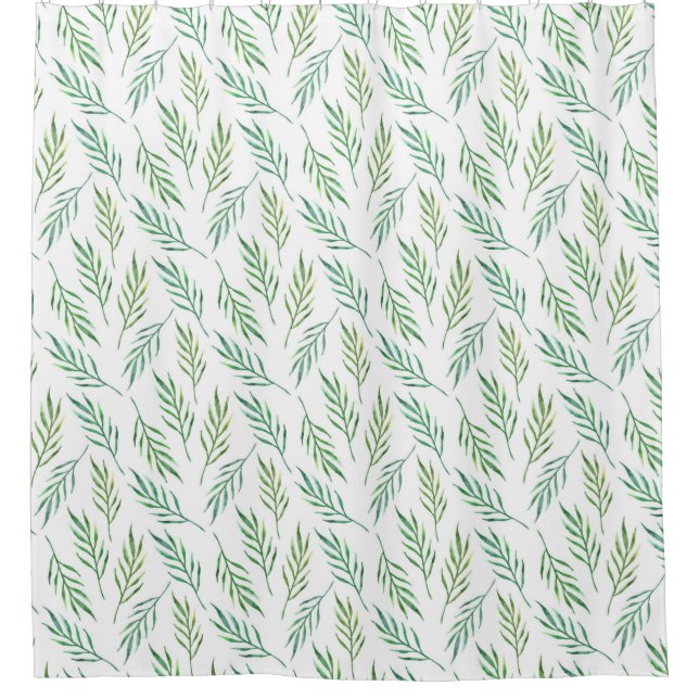 Cortina Para Box O verde deixa o padrão. Palmeira tropical aquosa (Frente)