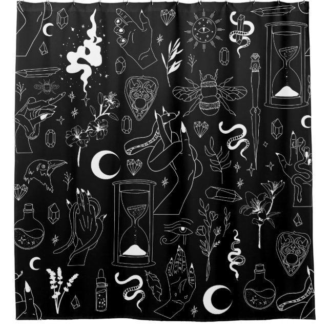 Cortina Para Box occult mystical esoteric witchcraft crystals black (Frente)