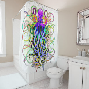 Cortina Para Box Octopus Luminescência Psicodélica