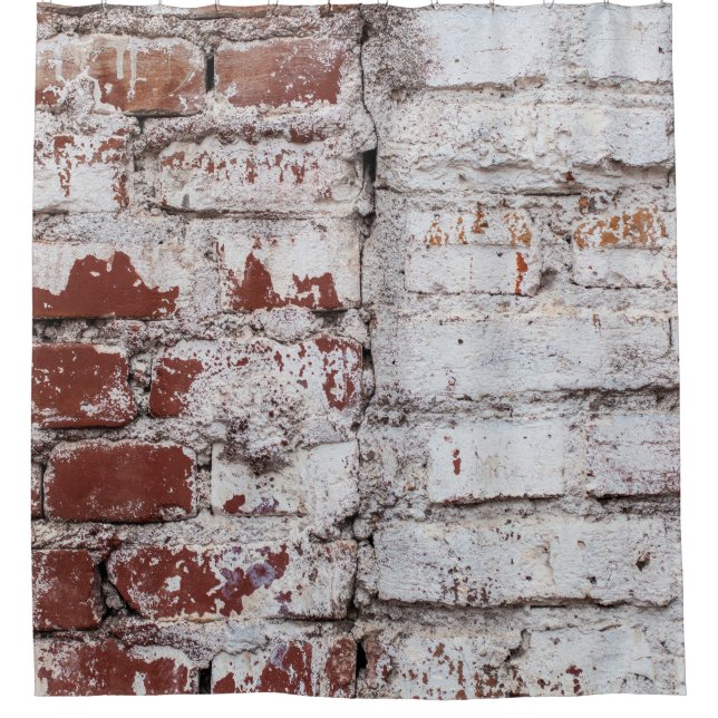 Cortina Para Box Old painted brick wall with peeling white paintwal (Frente)