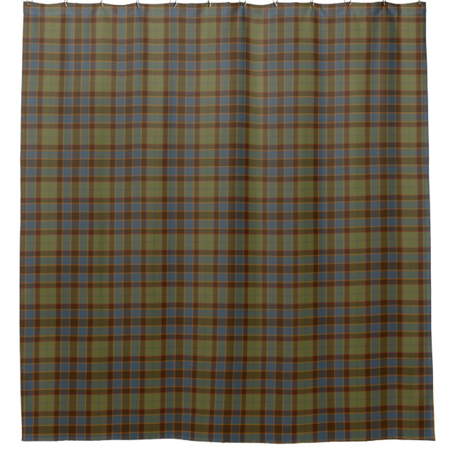 Cortina Para Box Olive Blue Orange Tartan Plaid Shower Curtain (Frente)