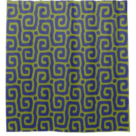 Cortina Para Box Olive Green &blue Abstract pattern