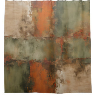 Cortina Para Box Olive Verde Sage Laranja Queimado Abstrato Envelhe