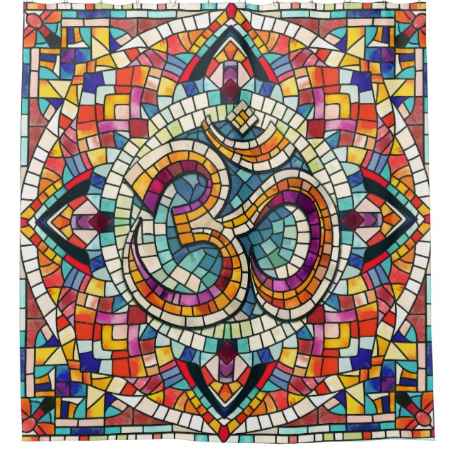 Cortina Para Box OM Símbolo Lotus Mandala Mosaico (Frente)