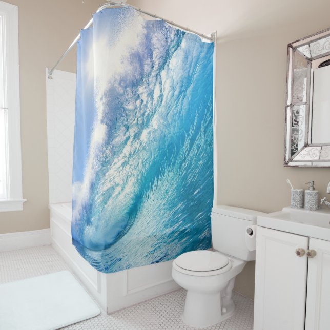 Cortina Para Box Onda de Surf Oceano Azul Branco (In Situ)