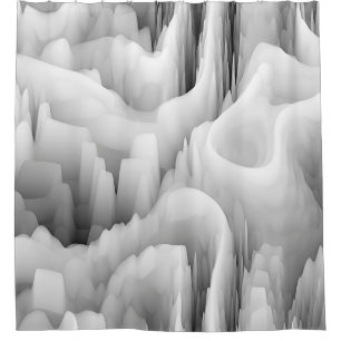 Cortina Para Box onda fractal abstrato de arte turva monocromática