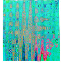 Cortina Para Box Ondas Atômicas Abstratas e Groovy em Arco-Íris Ret