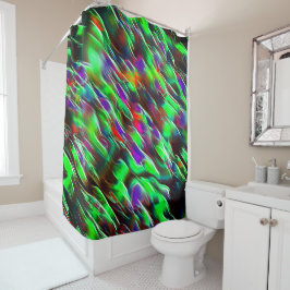 Cortina Para Box Ondas coloridas em verde, vermelho, roxo e lilás