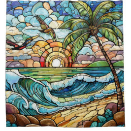 Cortina Para Box Ondas de vidro retidas na praia