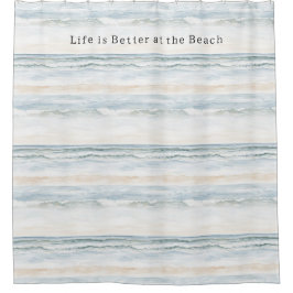 Cortina Para Box Ondas do Oceano Azul Creme na Praia